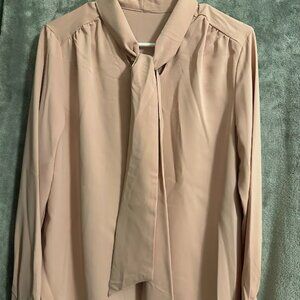 Women's Tie Neck Blouse- Light pink